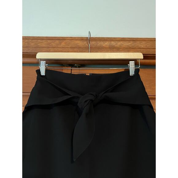 Express Women's Tie Bow Front Straight & Pencil Mini Skirt Solid Black Size 4 - Picture 2 of 10